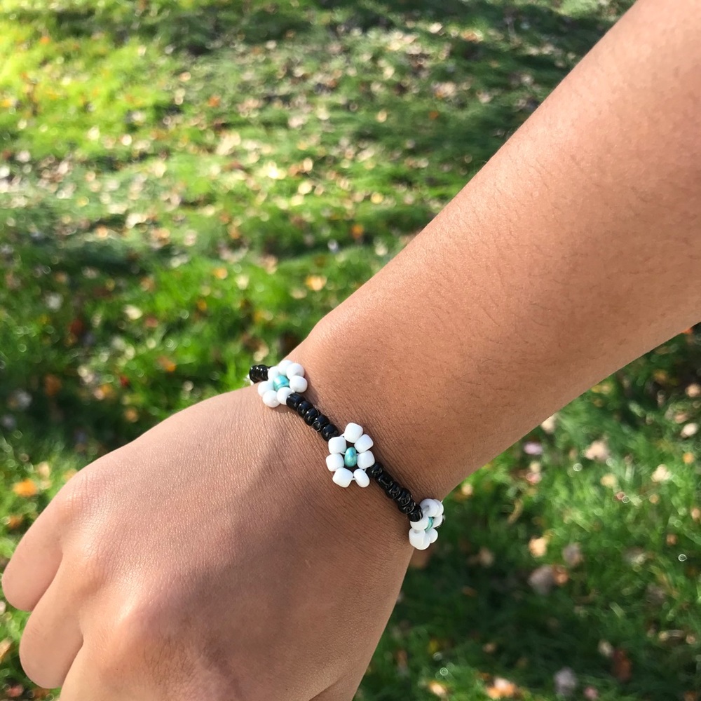 Black and white flower bracelet